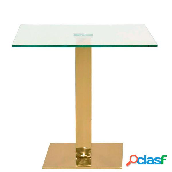 Tavolo quadrato contract base in acciaio inox ottonato piano