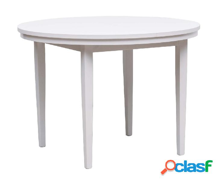 Tavolo tondo in legno classico color bianco allungabile cm