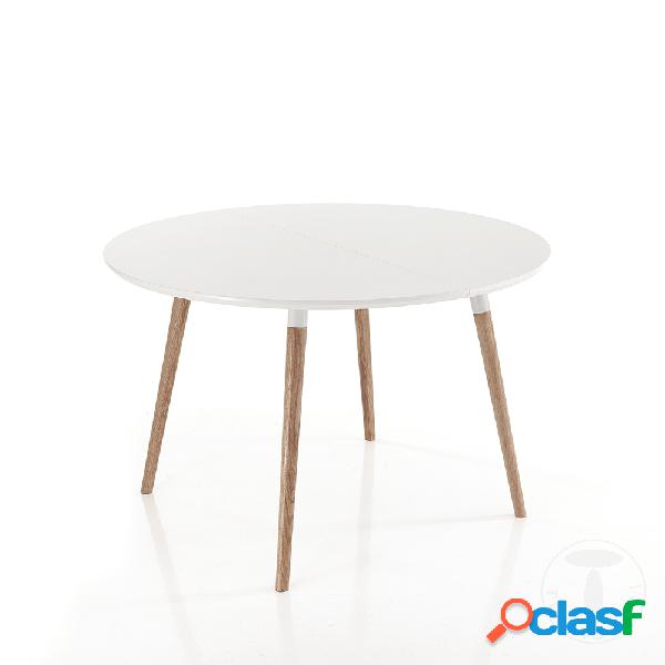 Tavolo tondo moderno in legno massello allungabile colore