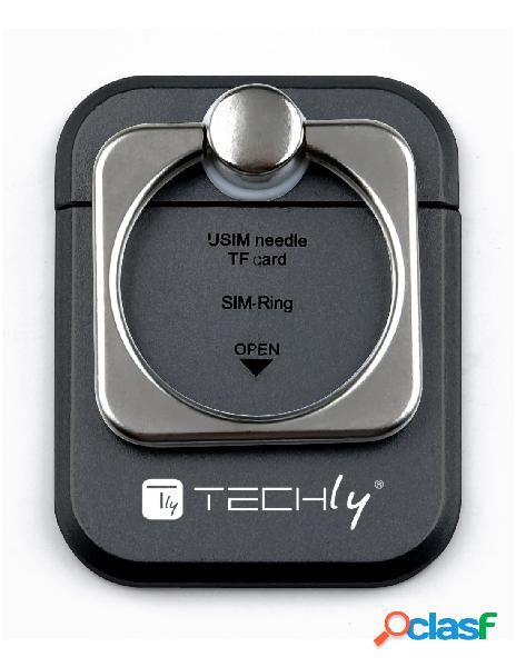 Techly - anello e supporto per smartphone nero