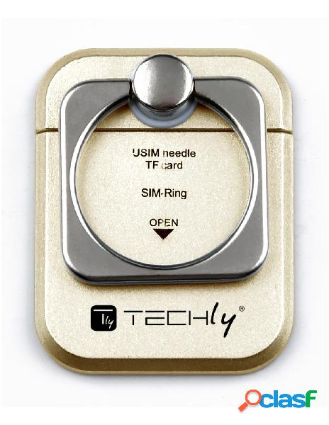 Techly - anello e supporto per smartphone oro