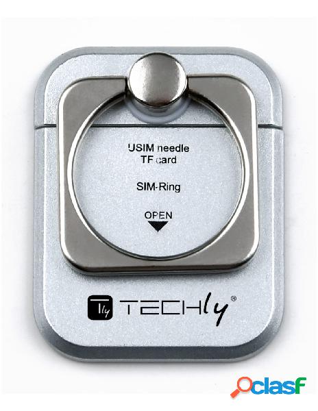 Techly - anello e supporto per smartphone silver