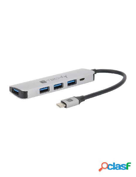 Techly - hub usb-c&trade superspeed 4 porte usb3.0 con pd,