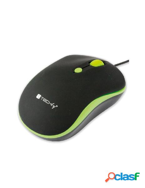 Techly - mouse ottico usb 800-1600 dpi nero/verde