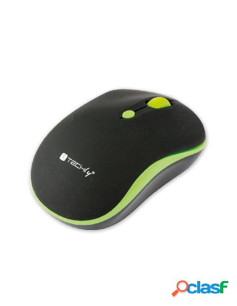 Techly - mouse wireless 2.4ghz 800-1600 dpi nero/verde