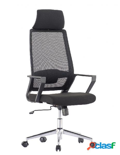 Techly - sedia per ufficio con schienale alto e base cromata