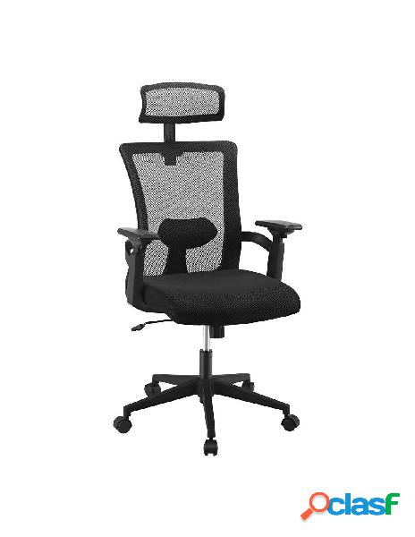 Techly - sedia per ufficio con schienale alto e poggiatesta