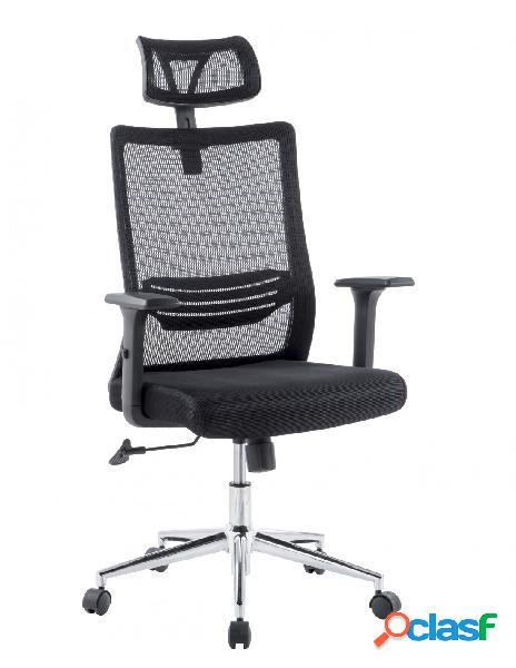 Techly - sedia per ufficio con schienale alto, poggiatesta e