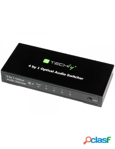 Techly - switch audio toslink 4 porte con telecomando ir