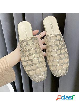 Temperament Mesh Hot Diamond Breathable High Heel Slippers