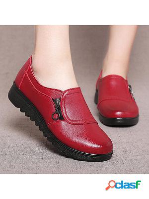Thick-Soled Solid Color Side Zip Casual Shoes