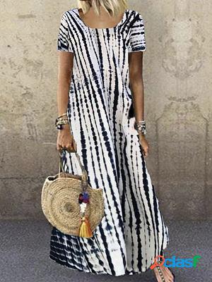 Tie-dye Printed Loose-fitting Casual Maxi Dresses
