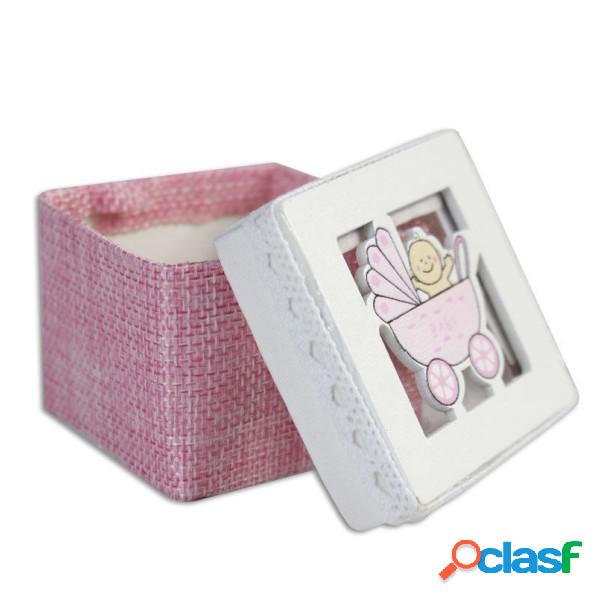 Trade Shop - 12 Cubo Rosa Porta Confetti Con Carrozzino