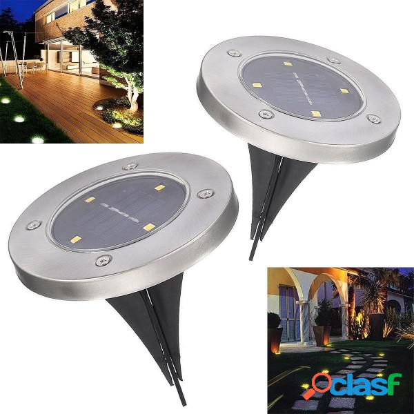 Trade Shop - 2 X Lampada Luce Led Solare Disk Lights Esterno