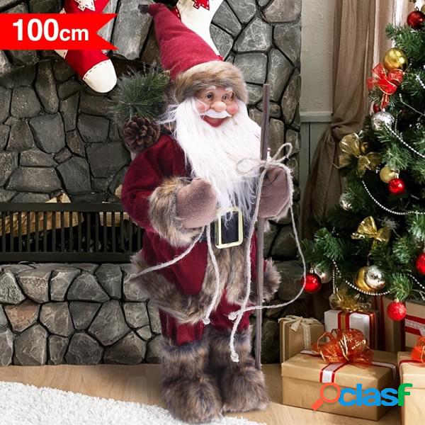 Trade Shop - Babbo Natale Nordico 100cm In Plastica Vestiti