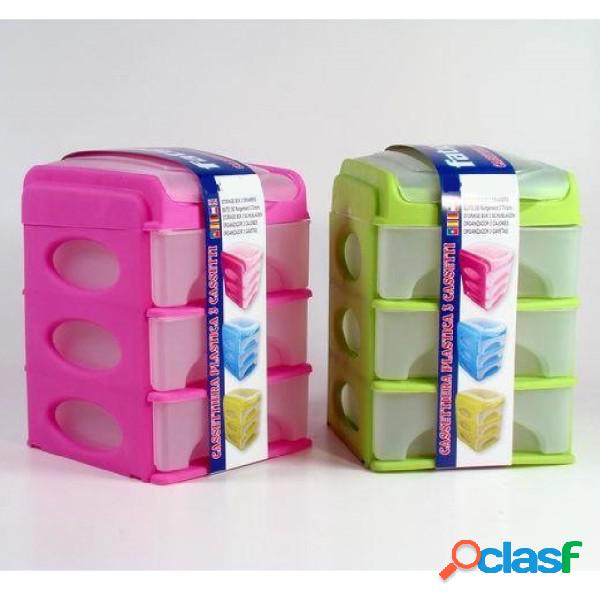 Trade Shop - Cassettiera Plastica 3 Cassetti Colorata