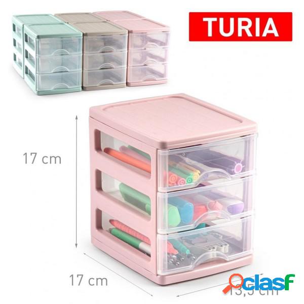 Trade Shop - Cassettiera Turia In Plastica 3 Cassetti 13.5 X