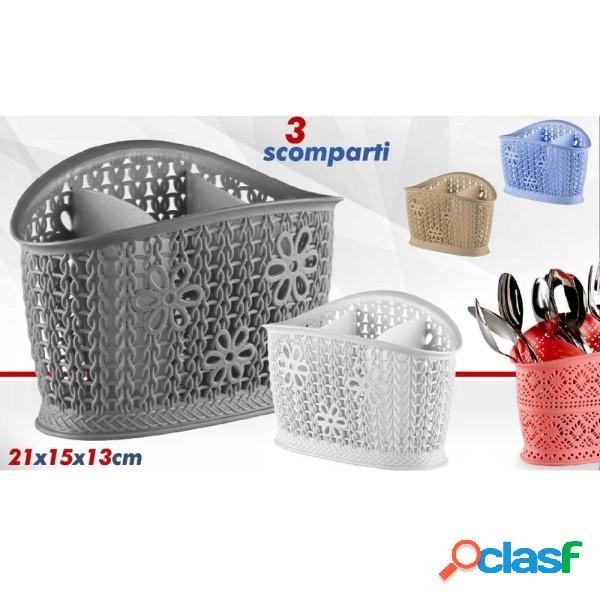 Trade Shop - Cestino Colaposate Cucina Ovale A 3 Scomparti