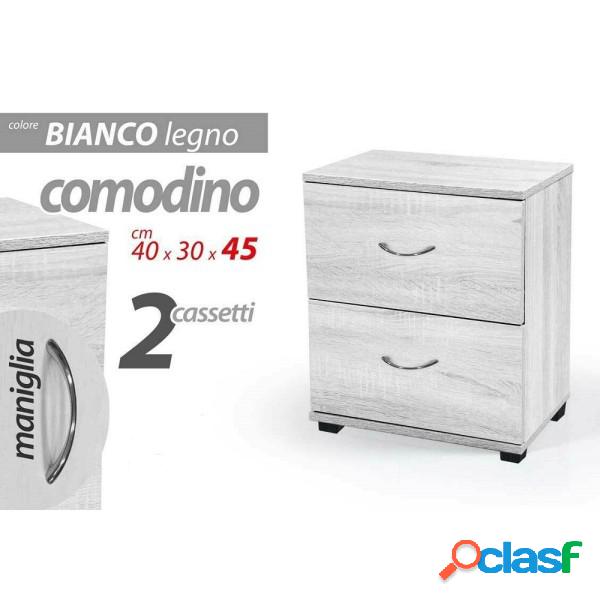 Trade Shop - Comodino Con 2 Cassetti Letto Moderno