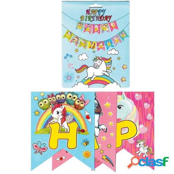 Trade Shop - Festone Carta Happy Birthday Unicorno