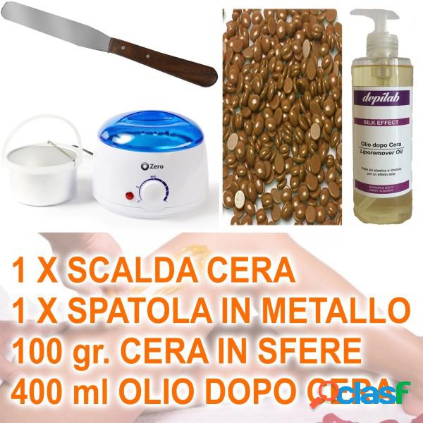 Trade Shop - Kit Depilazione Brasiliana Scalda Cera Spatola