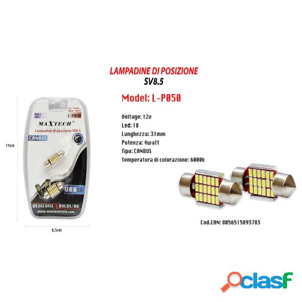 Trade Shop - Lampadine Di Posizione Sv8.5 12v 18led 31mm