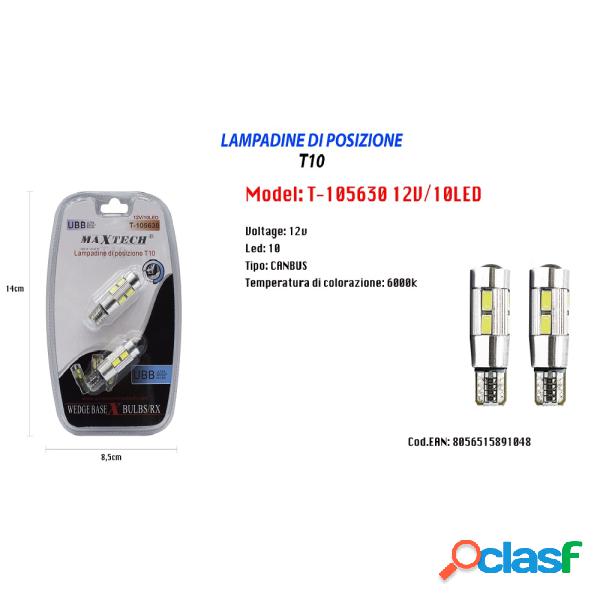 Trade Shop - Lampadine Di Posizione T10 Maxtech T-105630 12v
