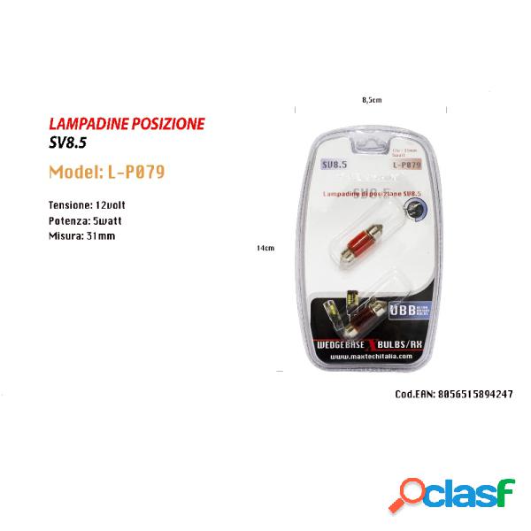 Trade Shop - Lampadine Posizione Sv8.5 12v / 31mm 5w Maxtech