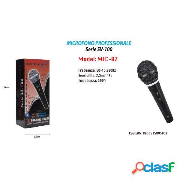 Trade Shop - Microfono Unidirezionale 17,5cm On/off Cavo 2mt