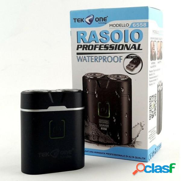 Trade Shop - Mini Rasoio 2 Testine Elettrico Ricaricabile