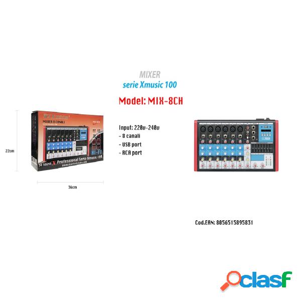 Trade Shop - Mixer Audio 8 Canali Equalizzatore 4mic Xlr