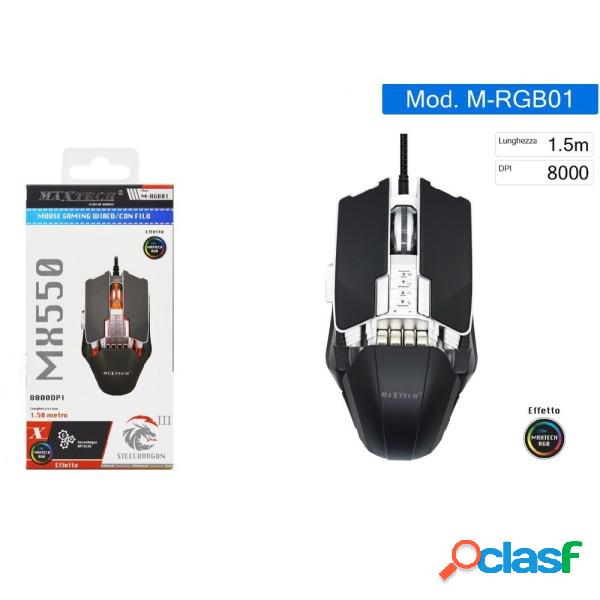 Trade Shop - Mouse Gaming Con Cavo Luci Rgb Pulsanti 8000
