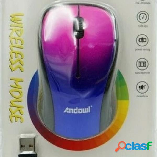 Trade Shop - Mouse Wireless Colorato Senza Fili 2.4g 1600dpi