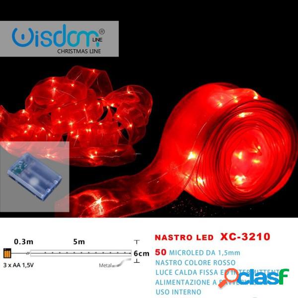 Trade Shop - Nastro Luminoso Rosso 50microled Batteria Luce