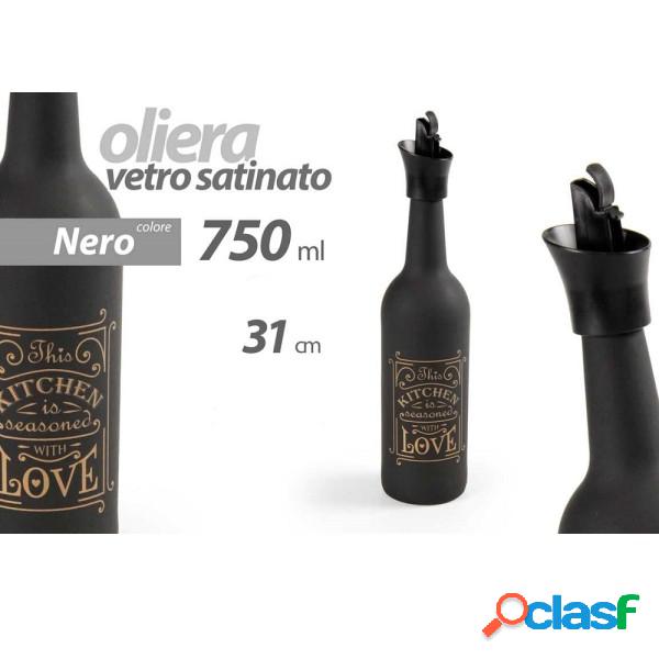 Trade Shop - Oliera Bottiglia Vetro Satinato Nero Tappo