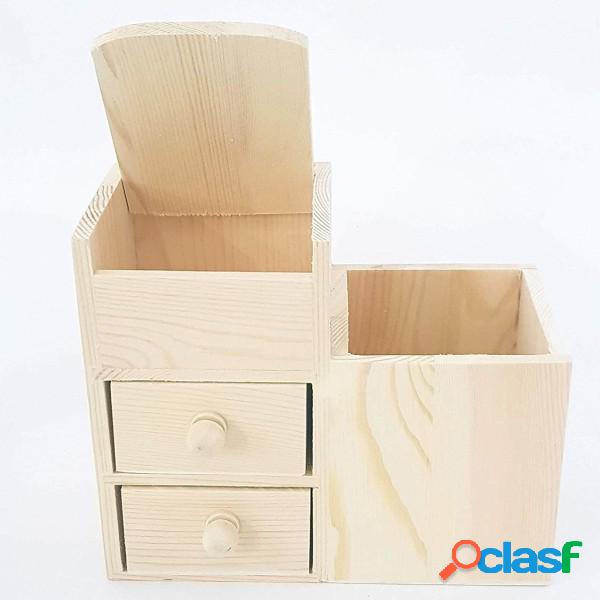 Trade Shop - Organizer Portapenne 2 Cassetti 4 Spazi Legno