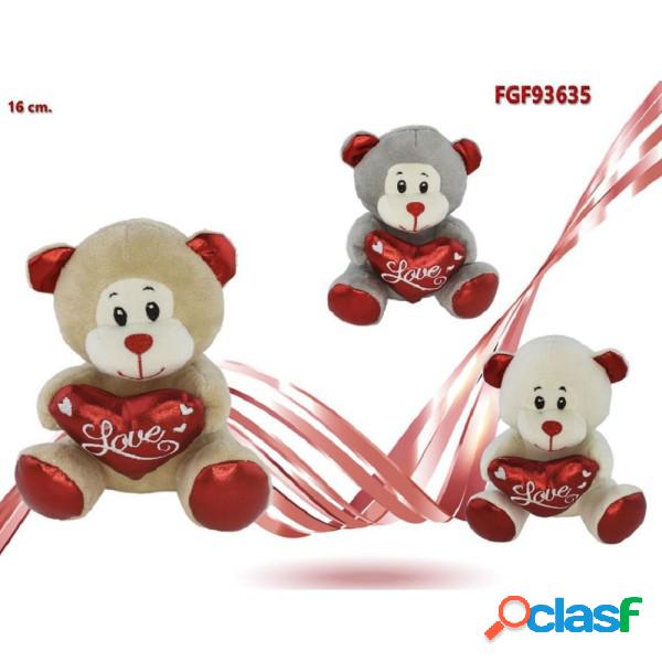 Trade Shop - Peluche Orsetto Con Cuore Scritta Love Lamè 16