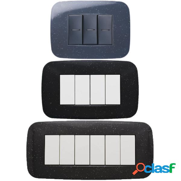 Trade Shop - Placca Futura 3 4 6 Moduli Nero Flash