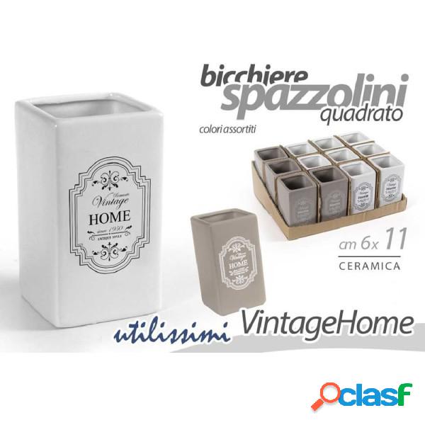 Trade Shop - Porta Spazzolini Bicchiere Ceramica Vintage