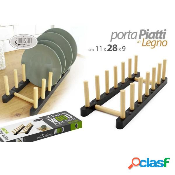 Trade Shop - Portapiatti In Legno 11x28x9cm Organizzatore