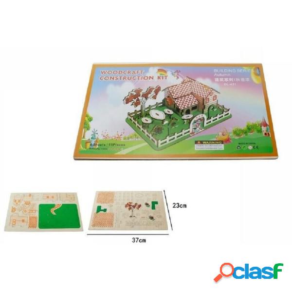 Trade Shop - Puzzle 3d Casa Campagna Legno Modellino