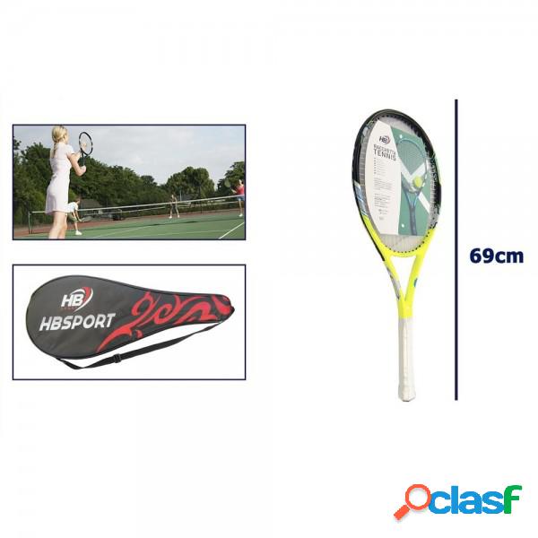 Trade Shop - Racchetta Tennis 69cm Gialla Bianca Resistente