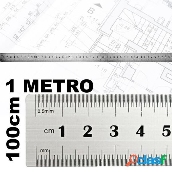 Trade Shop - Righello Metro 1mm A 100cm Metallo Acciaio Riga