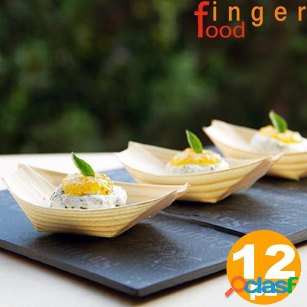 Trade Shop - Set 12 Barchette Finger Food In Fibra Di Pioppo