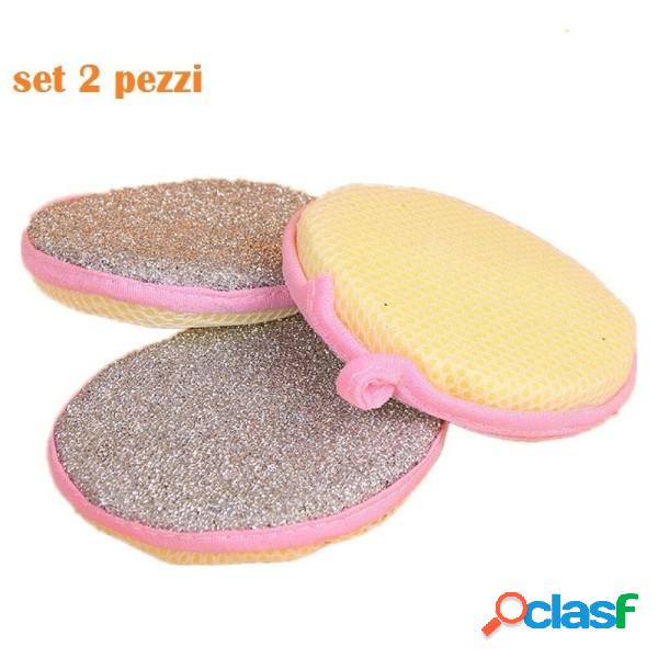 Trade Shop - Set 2 Pezzi Spugna Spugnetta Doppia 2 Lati