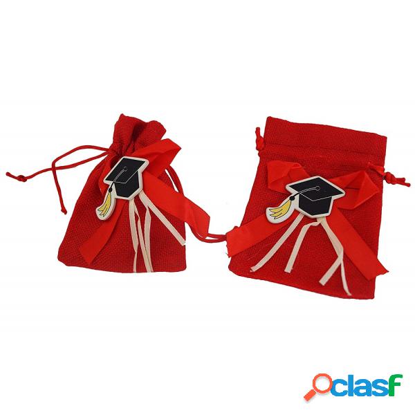 Trade Shop - Set 24pz. Sacchetti Sacchetto Rosso Laurea Juta