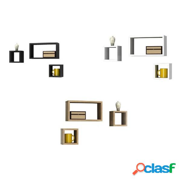 Trade Shop - Set 3 Mensole Cubi A Parete In Legno Mdf