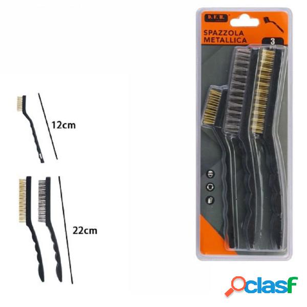 Trade Shop - Set 3 Pz Spazzola Metalliche Per Ferro Metallo