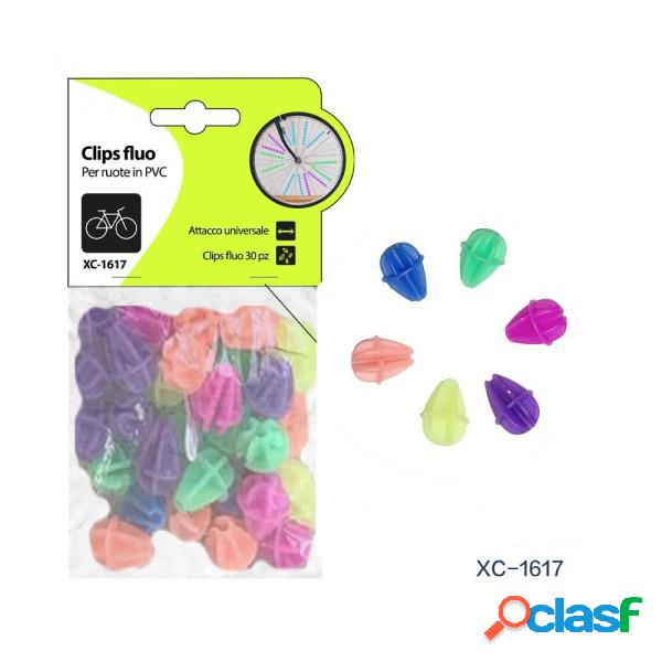 Trade Shop - Set 30pz Clips Fluo Colorate In Pvc Accessori