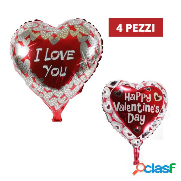 Trade Shop - Set 4 Pezzi Palloncini Cuori I Love You